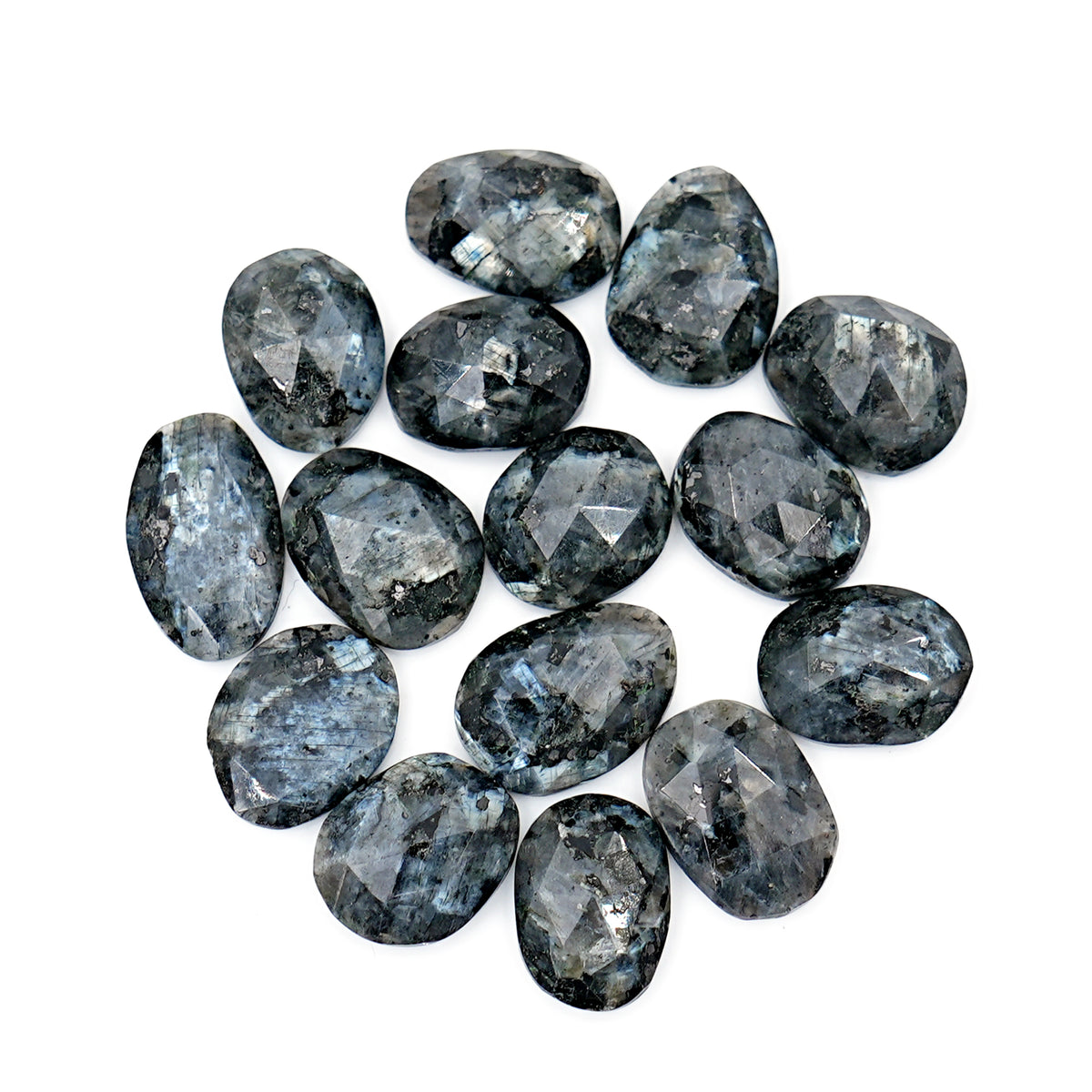 Natural Larvikite Rose Cut Cabochons | Freeform Gemstones for Jewelry - 15 Pieces