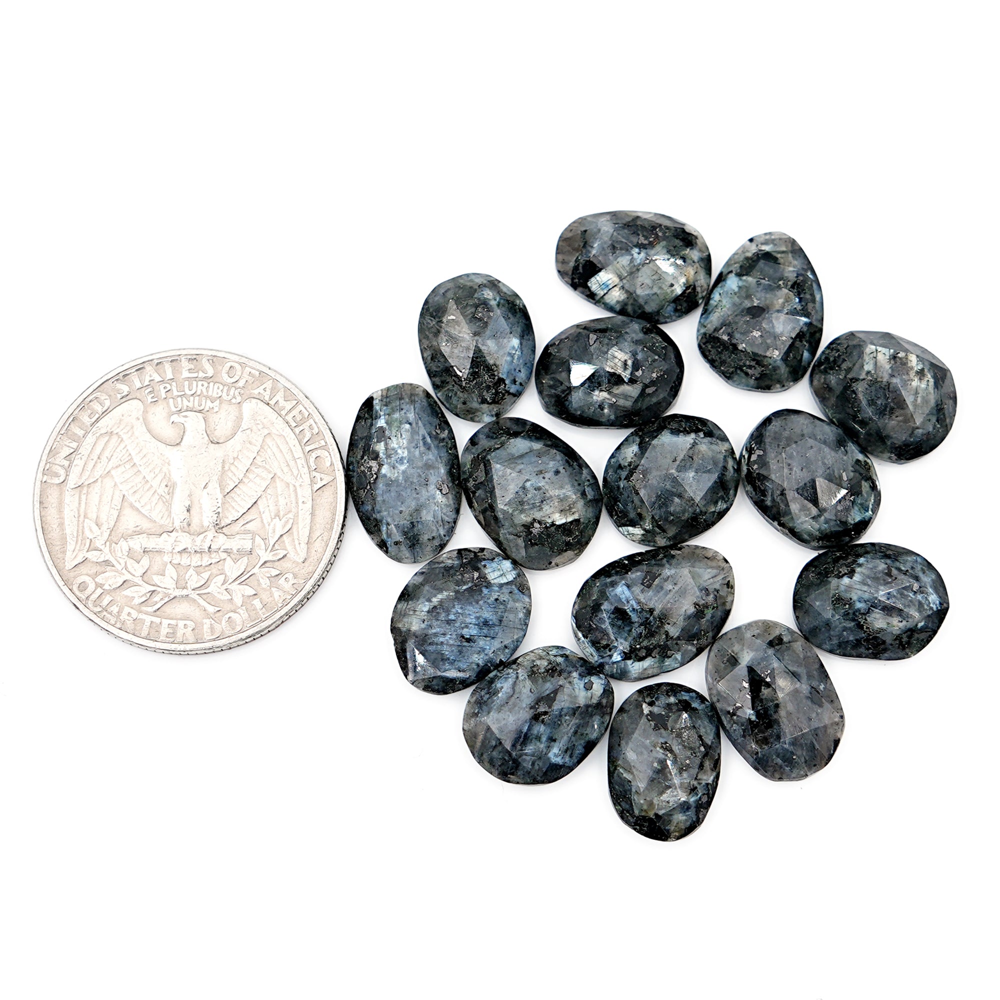 Natural Larvikite Rose Cut Cabochons | Freeform Gemstones for Jewelry - 15 Pieces