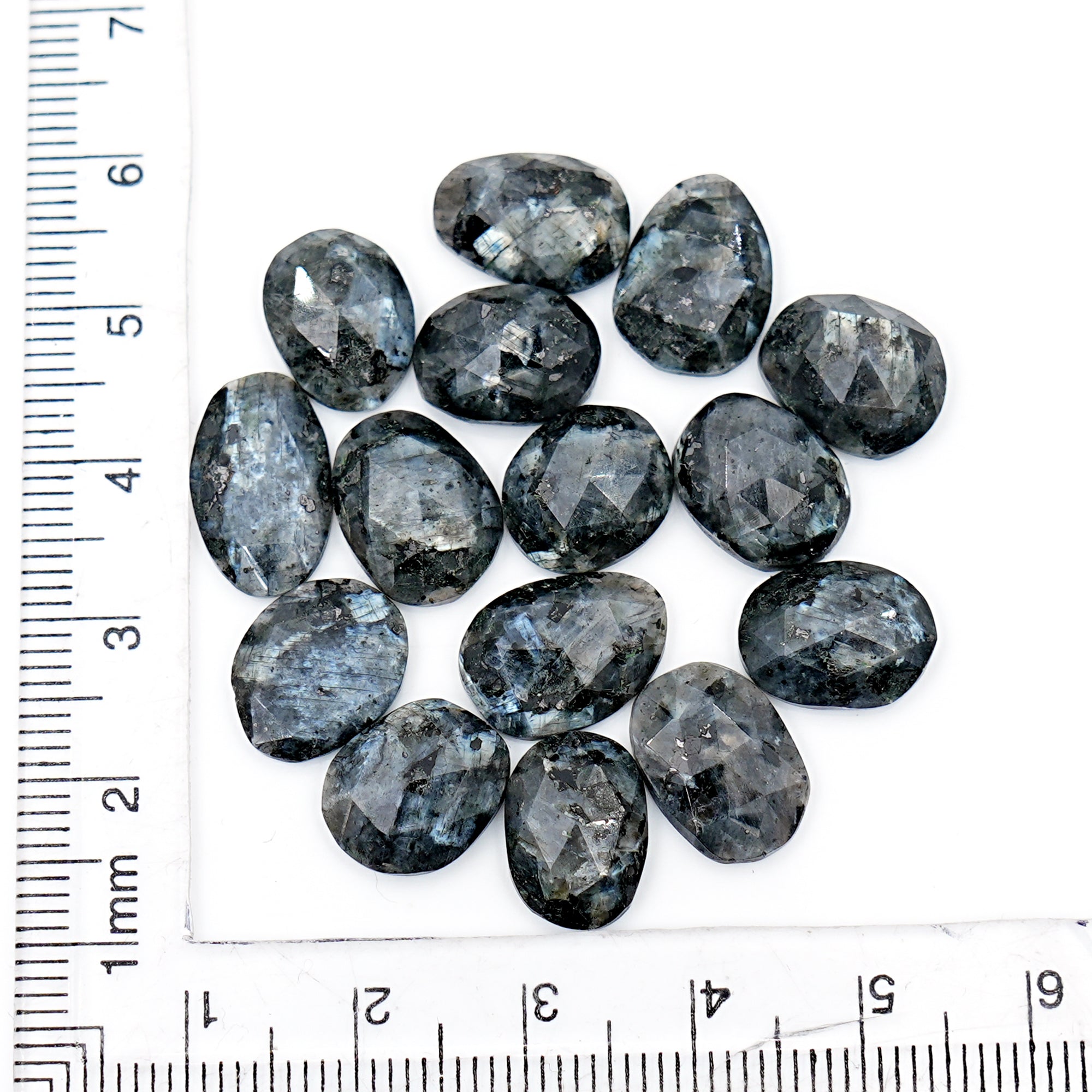 Natural Larvikite Rose Cut Cabochons | Freeform Gemstones for Jewelry - 15 Pieces