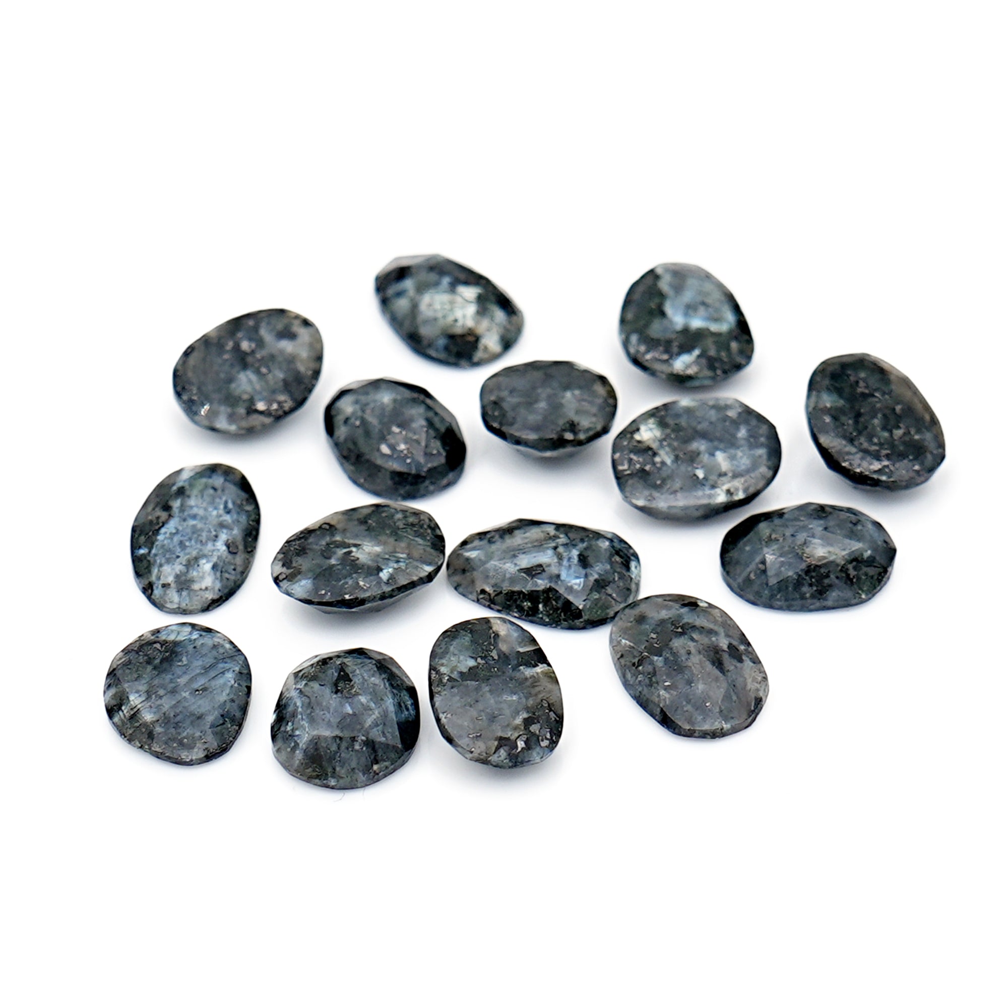 Natural Larvikite Rose Cut Cabochons | Freeform Gemstones for Jewelry - 15 Pieces