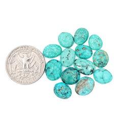 Freefrom Shape Hubei Turquoise Cabochons | Rose Cut Gemstone for Jewelry Making- 13 Pieces