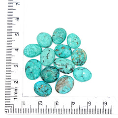Freefrom Shape Hubei Turquoise Cabochons | Rose Cut Gemstone for Jewelry Making- 13 Pieces