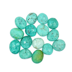 Rose Cut Hubei Turquoise Cabochons | Freefrom Gemstone for Jewelry Making- 15 Pieces