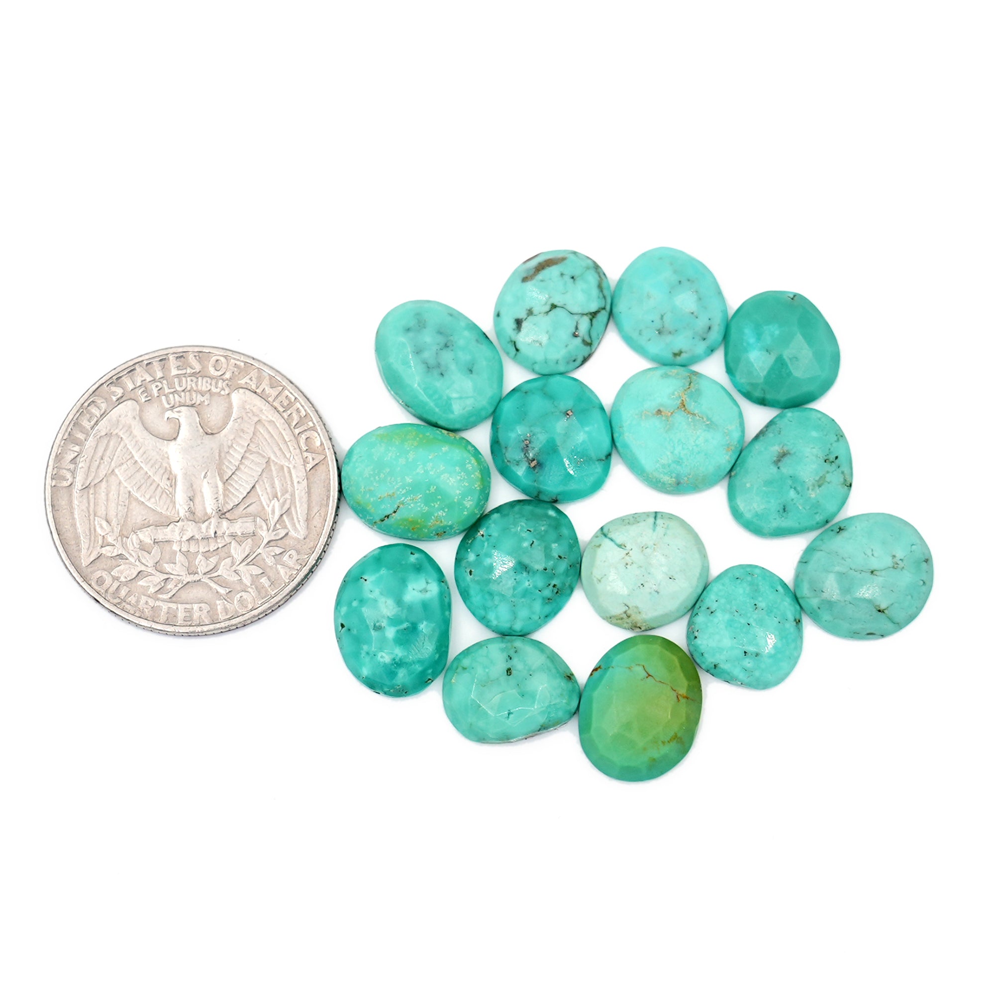 Rose Cut Hubei Turquoise Cabochons | Freefrom Gemstone for Jewelry Making- 15 Pieces