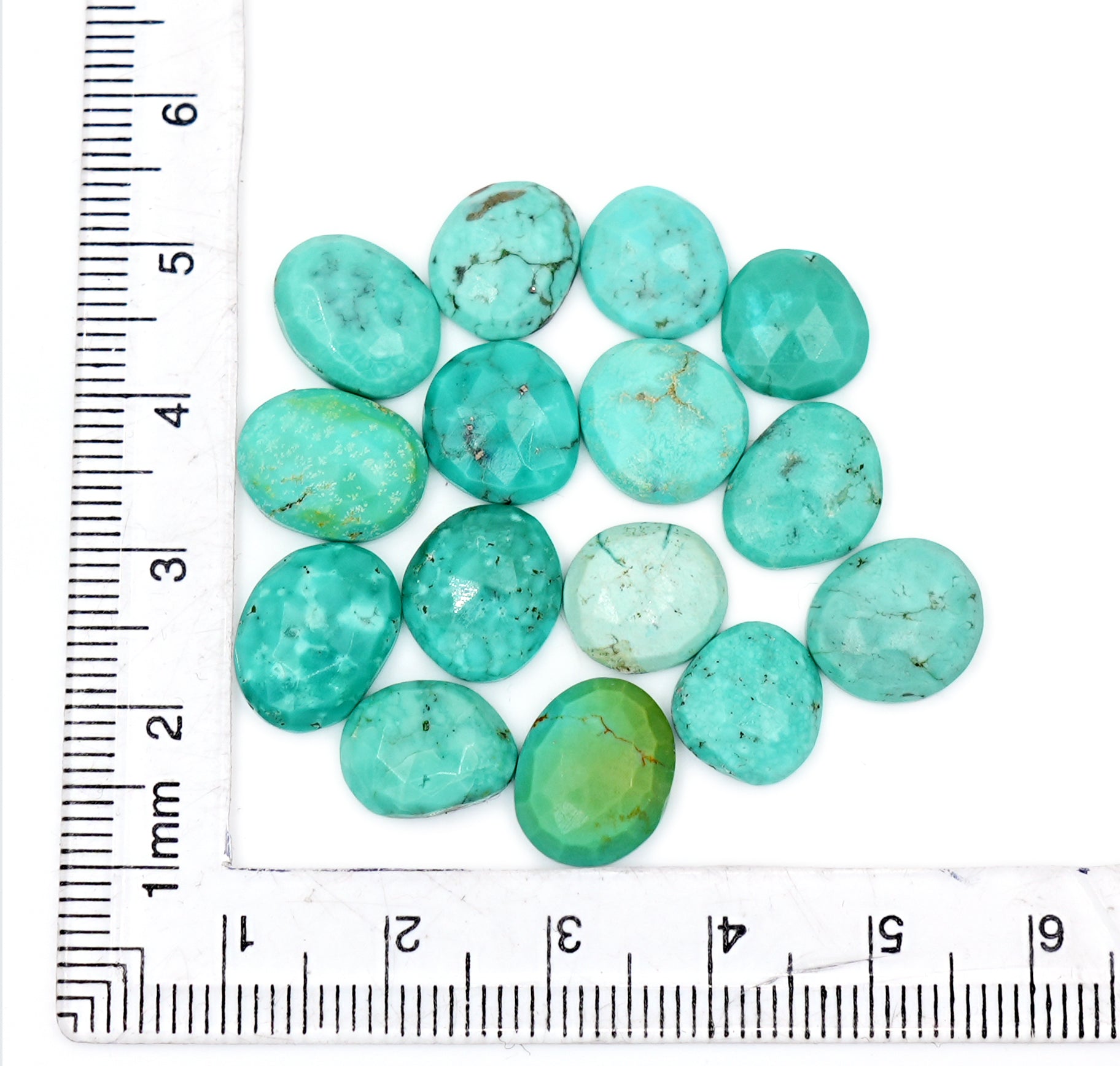 Rose Cut Hubei Turquoise Cabochons | Freefrom Gemstone for Jewelry Making- 15 Pieces