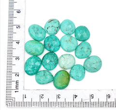 Rose Cut Hubei Turquoise Cabochons | Freefrom Gemstone for Jewelry Making- 15 Pieces