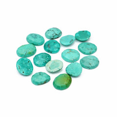 Rose Cut Hubei Turquoise Cabochons | Freefrom Gemstone for Jewelry Making- 15 Pieces