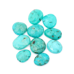 Freefrom Hubie Turquoise Cabochons | Rose Cut Gemstone for Jewelry a Beautiful Making- 10 Pieces