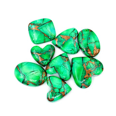 Natural Kingman Green Dahlia Turquoise | Freefrom Shapes Smooth Cabochon for Jewelry - 8 Pices