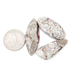 Crazy Lace Agate Cabochons | Polished Gemstones Agate for Jewelry Making - 3 Pices