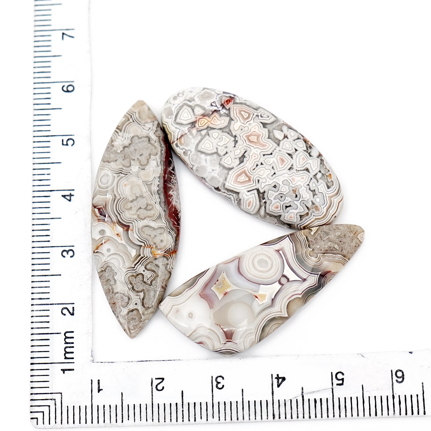 Crazy Lace Agate Cabochons | Polished Gemstones Agate for Jewelry Making - 3 Pices
