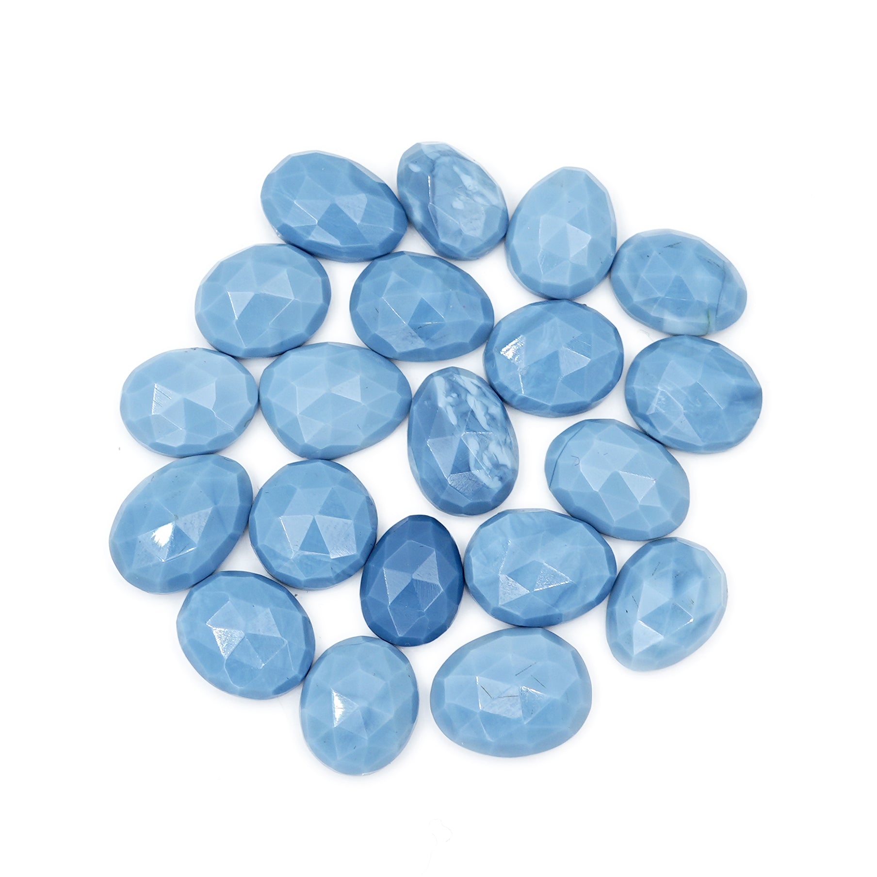 Natural Blue Opal Rose Cut Gemstones | Freeform Cabochons for Jewelry Creation - 20 Pieces