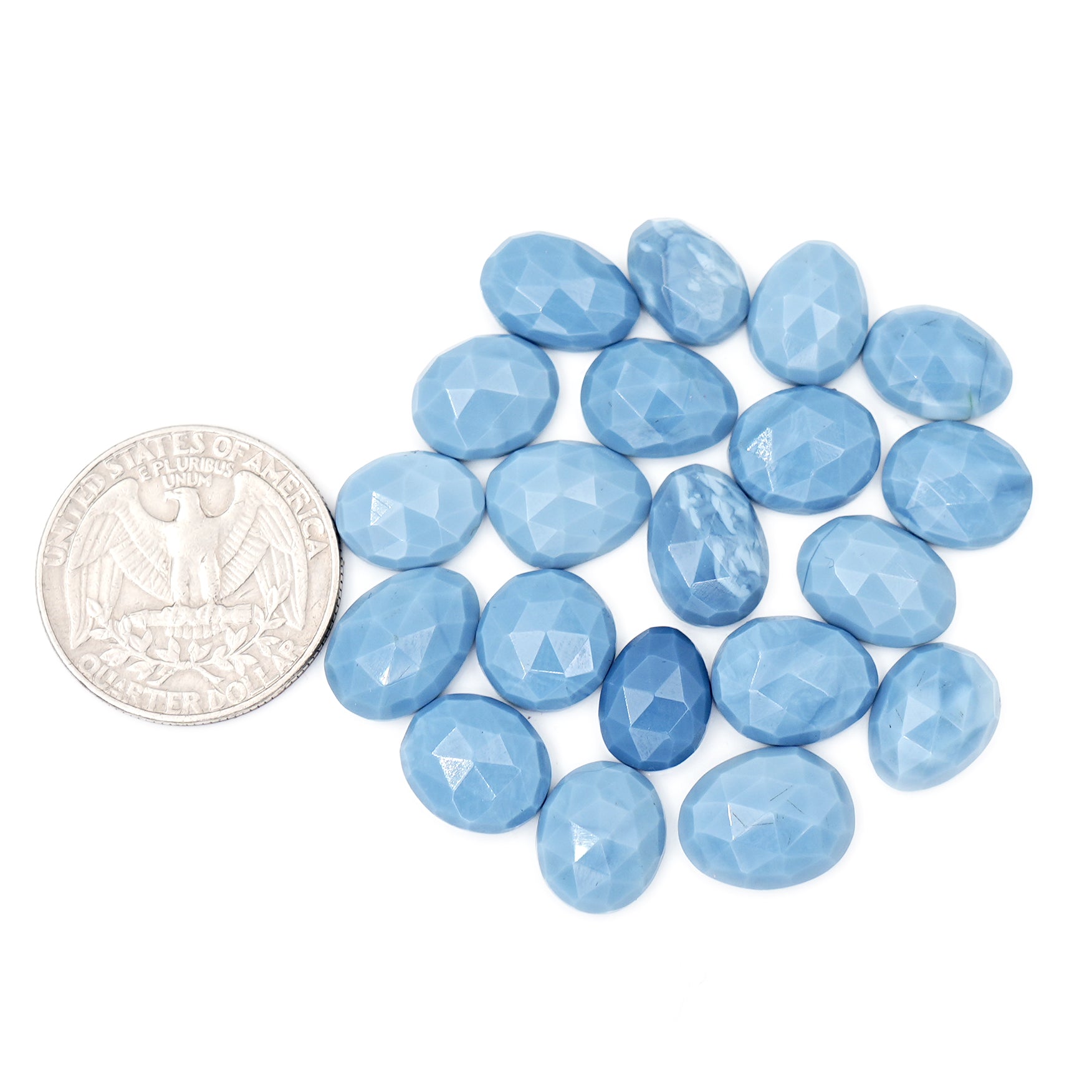 Natural Blue Opal Rose Cut Gemstones | Freeform Cabochons for Jewelry Creation - 20 Pieces