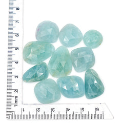 Aquamarine Freeform Cabochons | Rose Cut Gemstones for Designer Jewelry - 10 Pieces