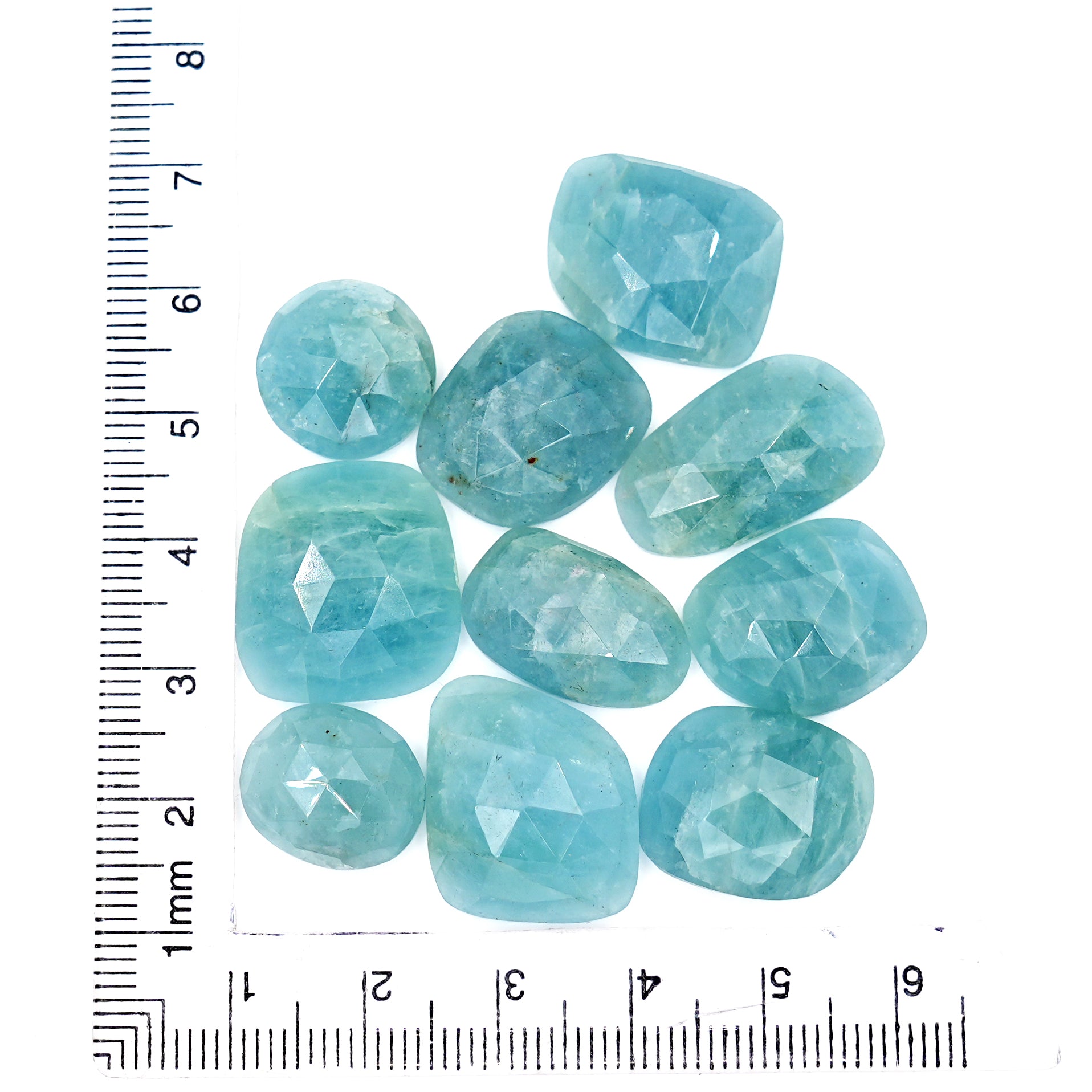 Rose Cut Aquamarine Freeform Cabochons | Gemstones for Designer Jewelry - 10 Pieces