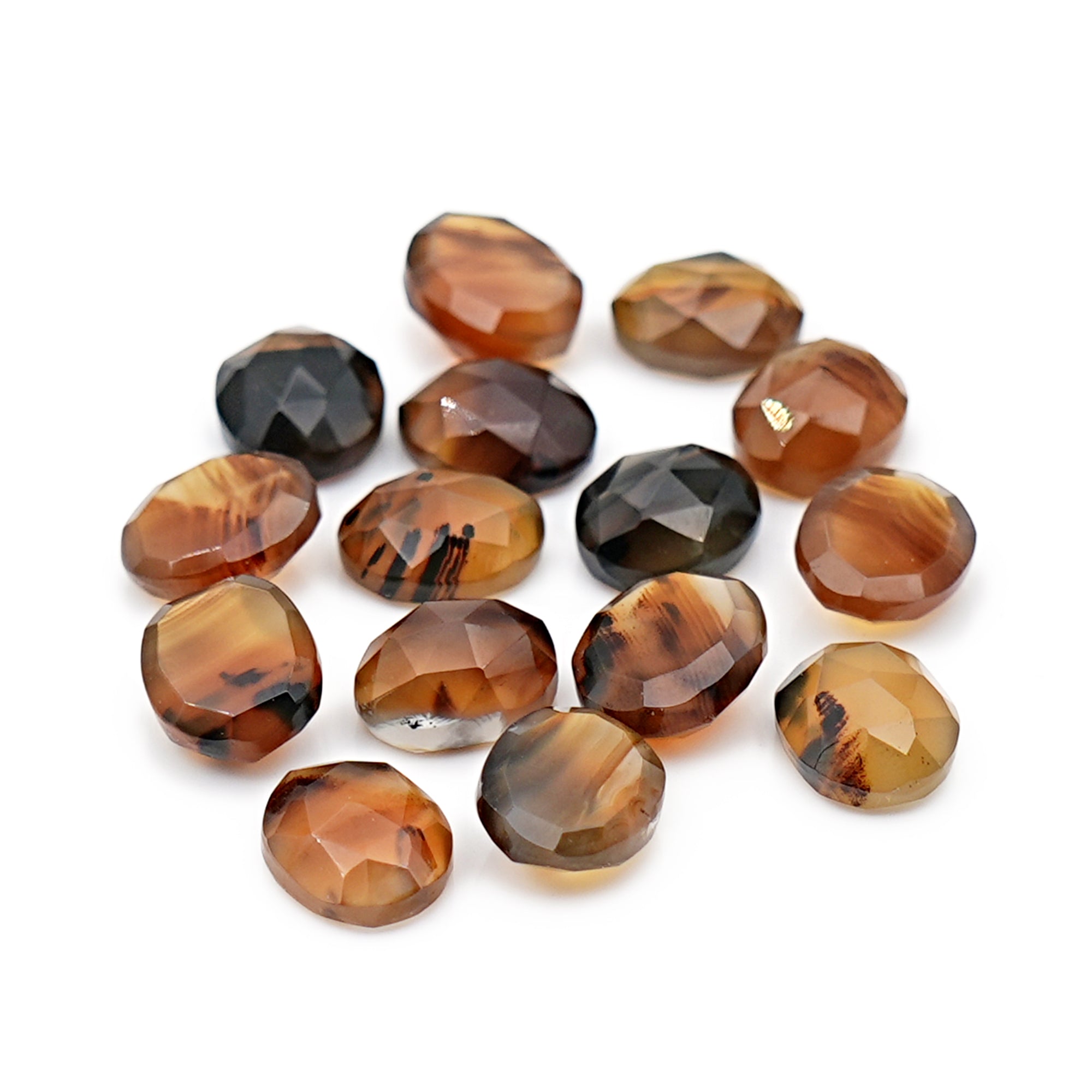 Montana Agate Oval Rose Cut Cabochon | Natural Gemstones for Jewelry Making - 15 Pieces