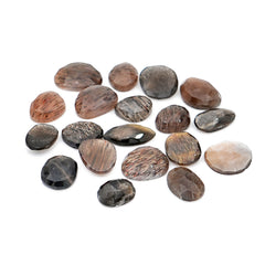 Golden Sheen Moonstone Rose cut Gemstone | Freeform Cabochons for Jewelry Making - 19 Pieces