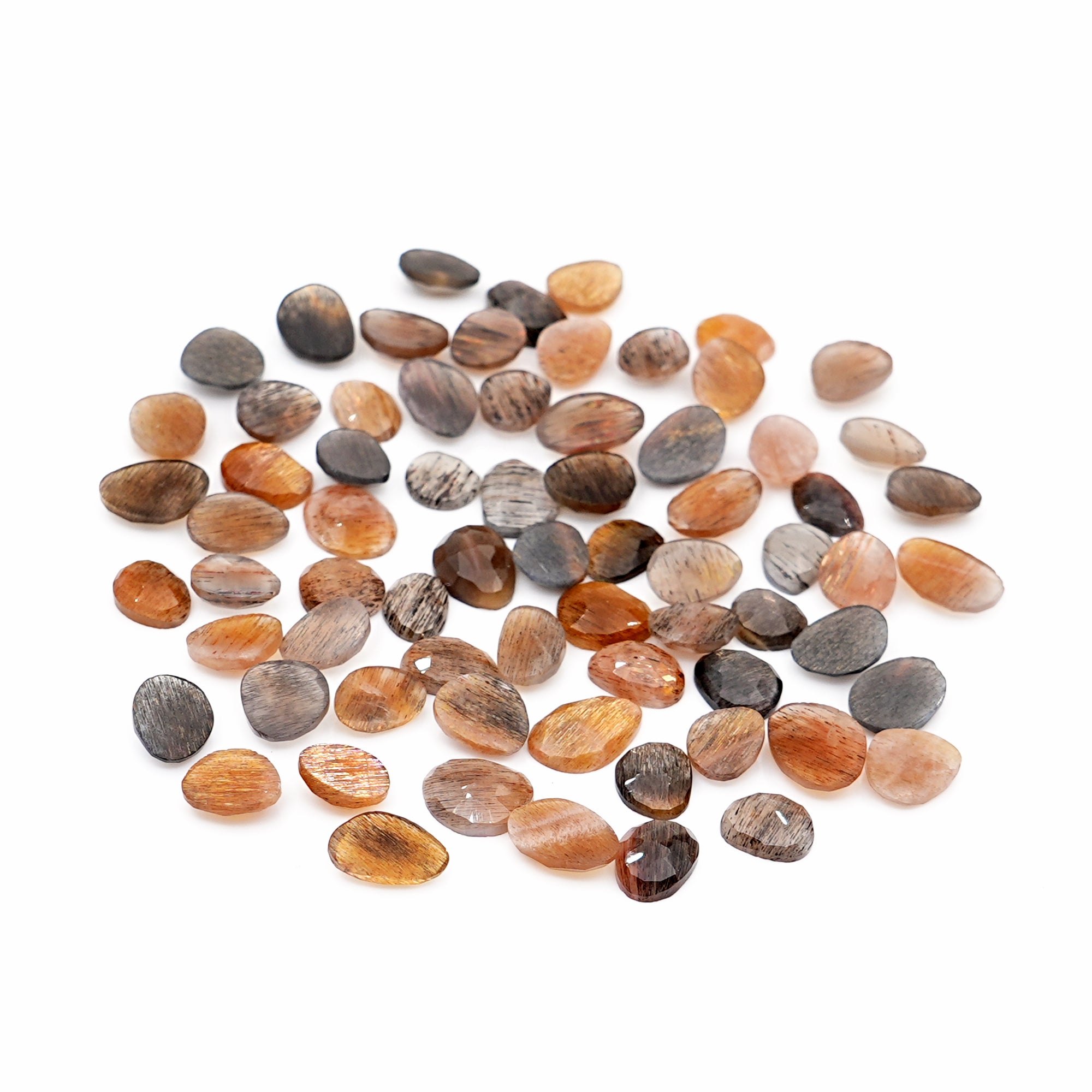 Golden Sheen Moonstone Freeform Gemstone | Rose Cut Cabochons for Jewelry - 70 Pieces