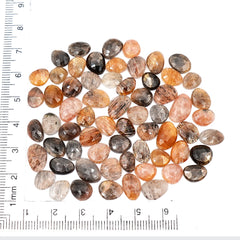 Golden Sheen Moonstone Rose Cut Cabochons |  Freeform Gemstone for Jewelry Making - 64 Pieces