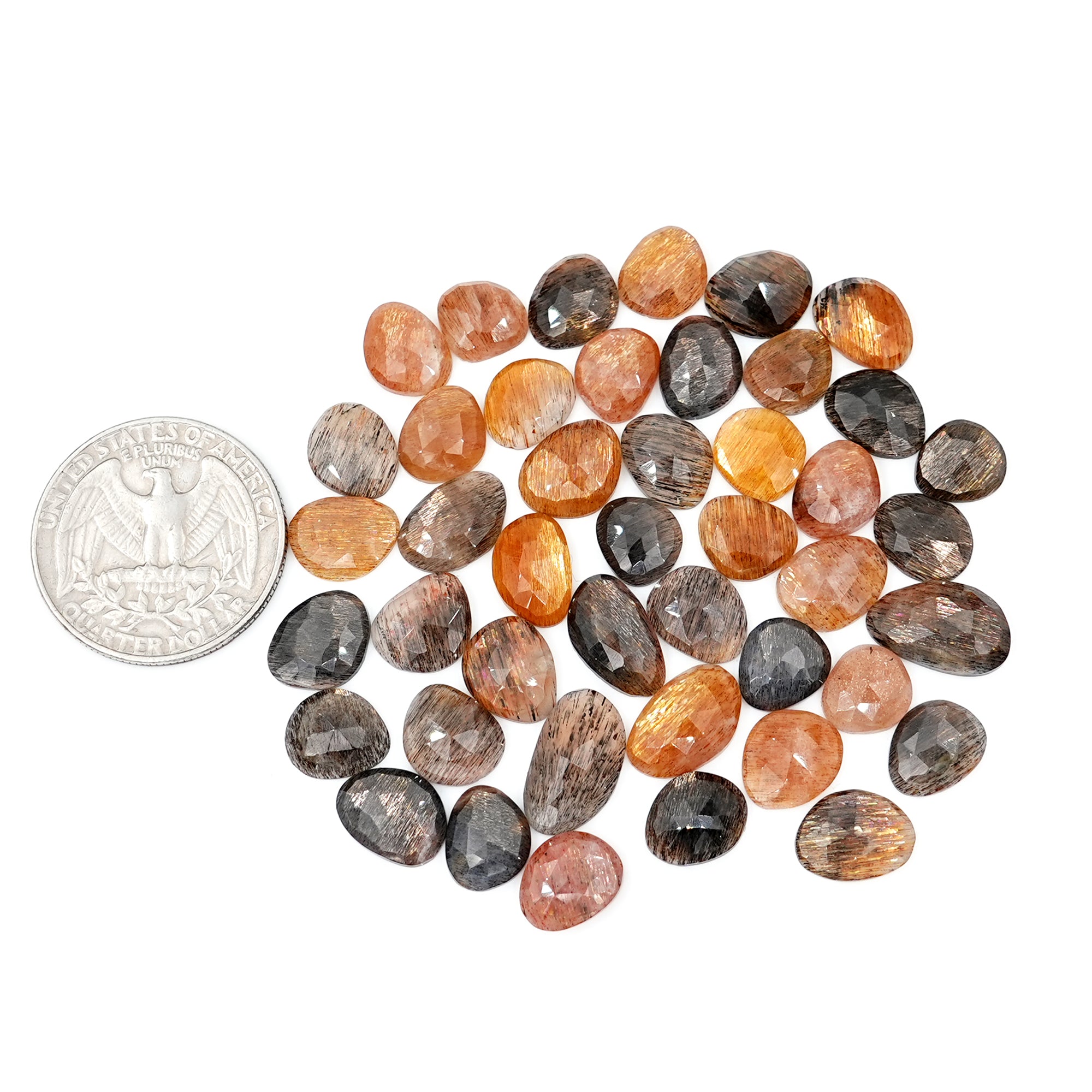 Freeform Rose Cut Golden Sheen Moonstoner | Cabochons for Jewelry Making - 44 Pieces