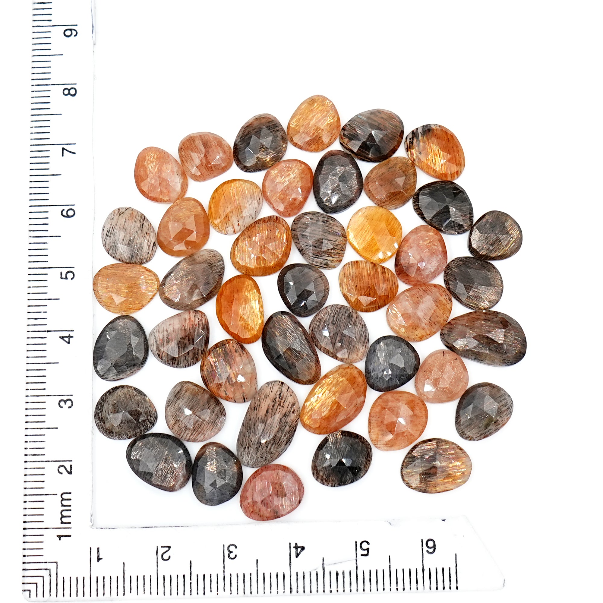 Freeform Rose Cut Golden Sheen Moonstoner | Cabochons for Jewelry Making - 44 Pieces