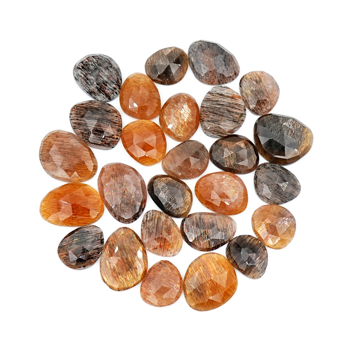 Golden Sheen Moonstone Rose Cut Gemstone | Freeform Cabochons for Jewelry - 26 Pieces