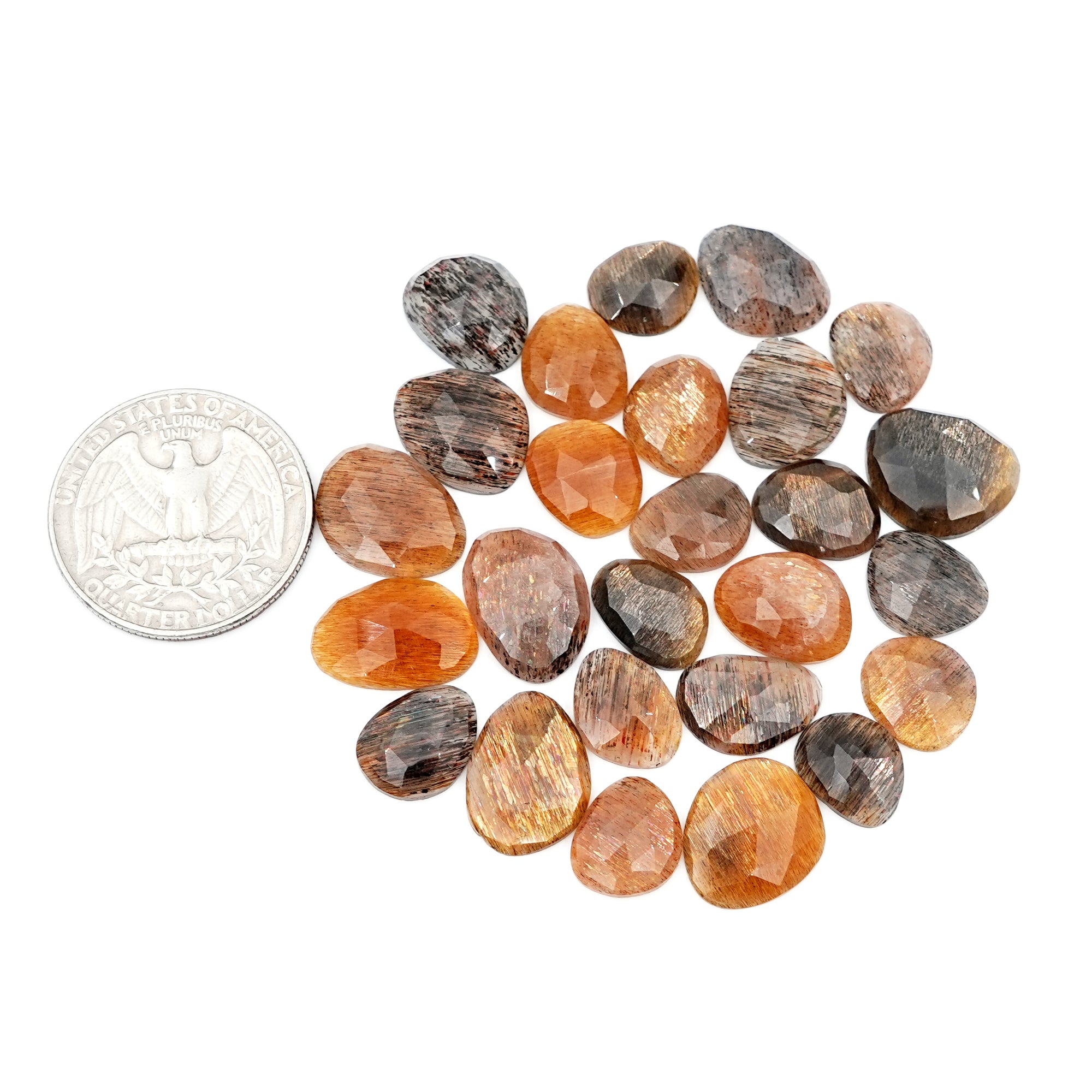 Golden Sheen Moonstone Rose Cut Gemstone | Freeform Cabochons for Jewelry - 26 Pieces