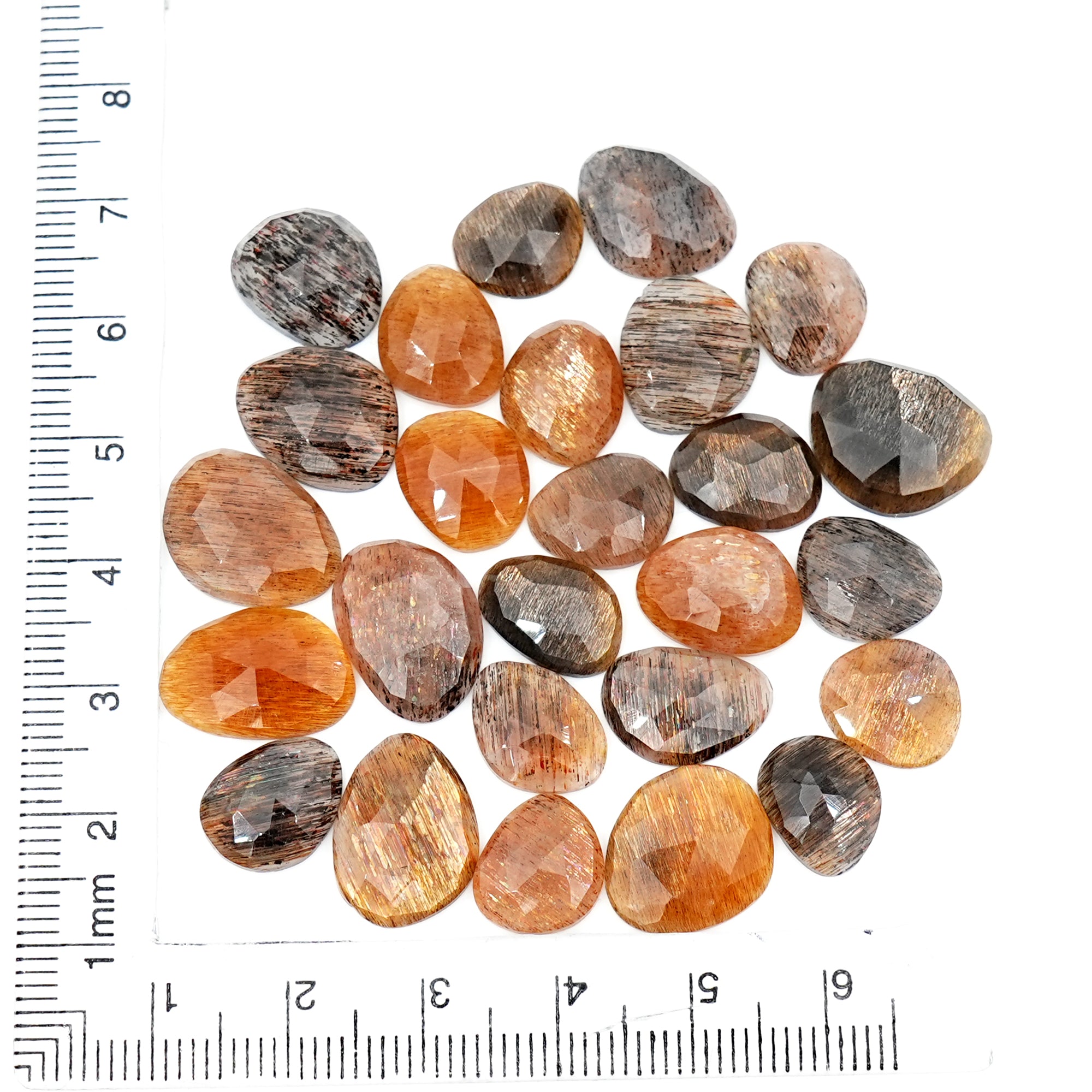 Golden Sheen Moonstone Rose Cut Gemstone | Freeform Cabochons for Jewelry - 26 Pieces