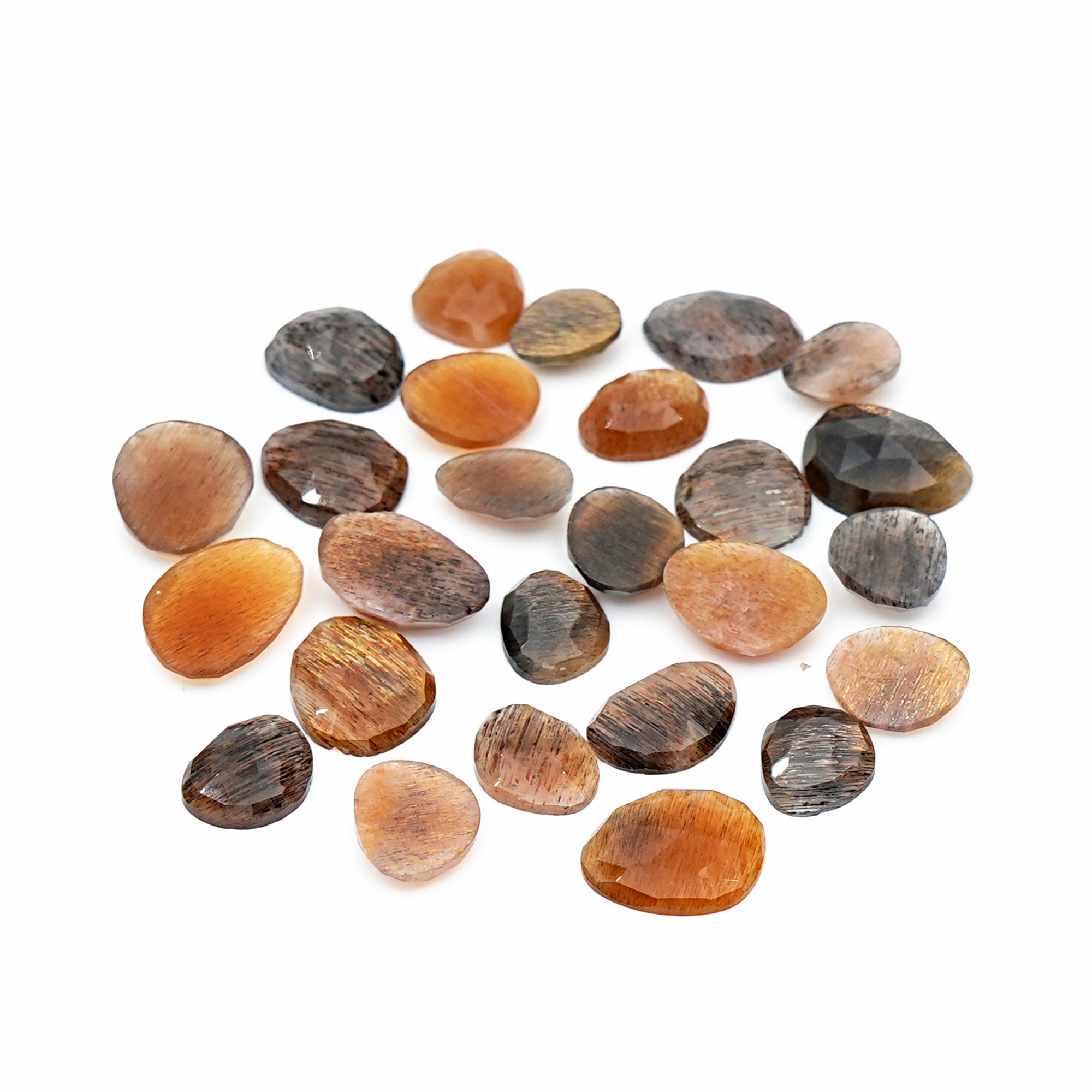 Golden Sheen Moonstone Rose Cut Gemstone | Freeform Cabochons for Jewelry - 26 Pieces