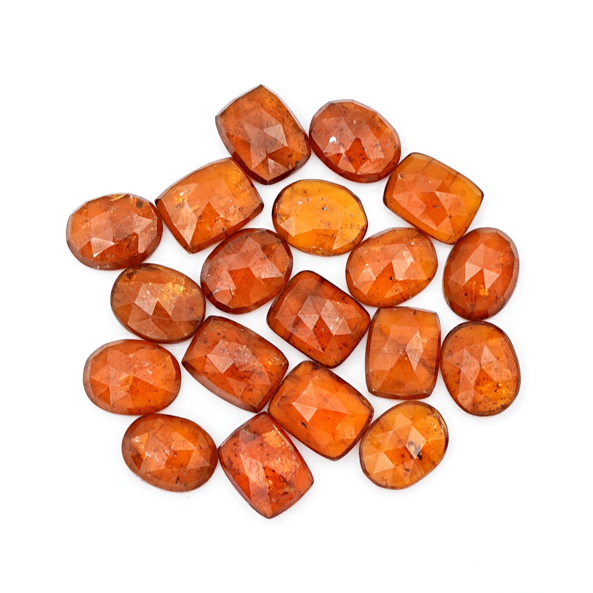 Natural Orange Kyanite Rose Cut Gems | Faceted Freeform Cabochons for Artisan Jewelry - 19 Pieces