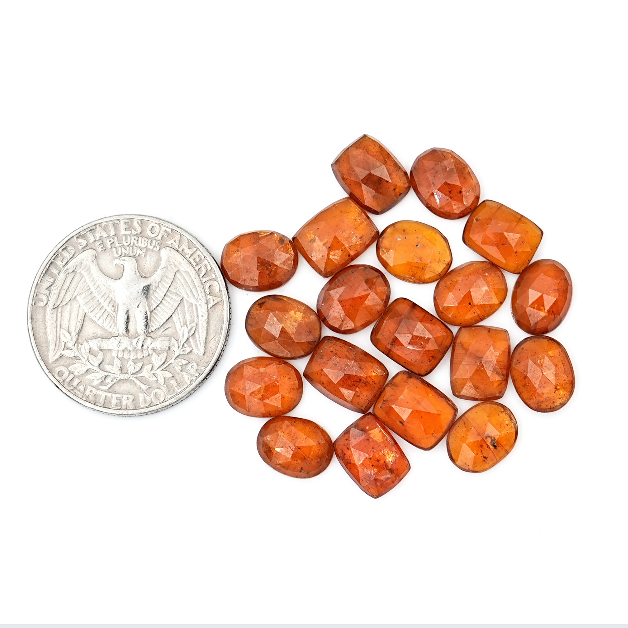 Natural Orange Kyanite Rose Cut Gems | Faceted Freeform Cabochons for Artisan Jewelry - 19 Pieces