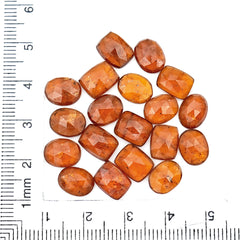 Natural Orange Kyanite Rose Cut Gems | Faceted Freeform Cabochons for Artisan Jewelry - 19 Pieces