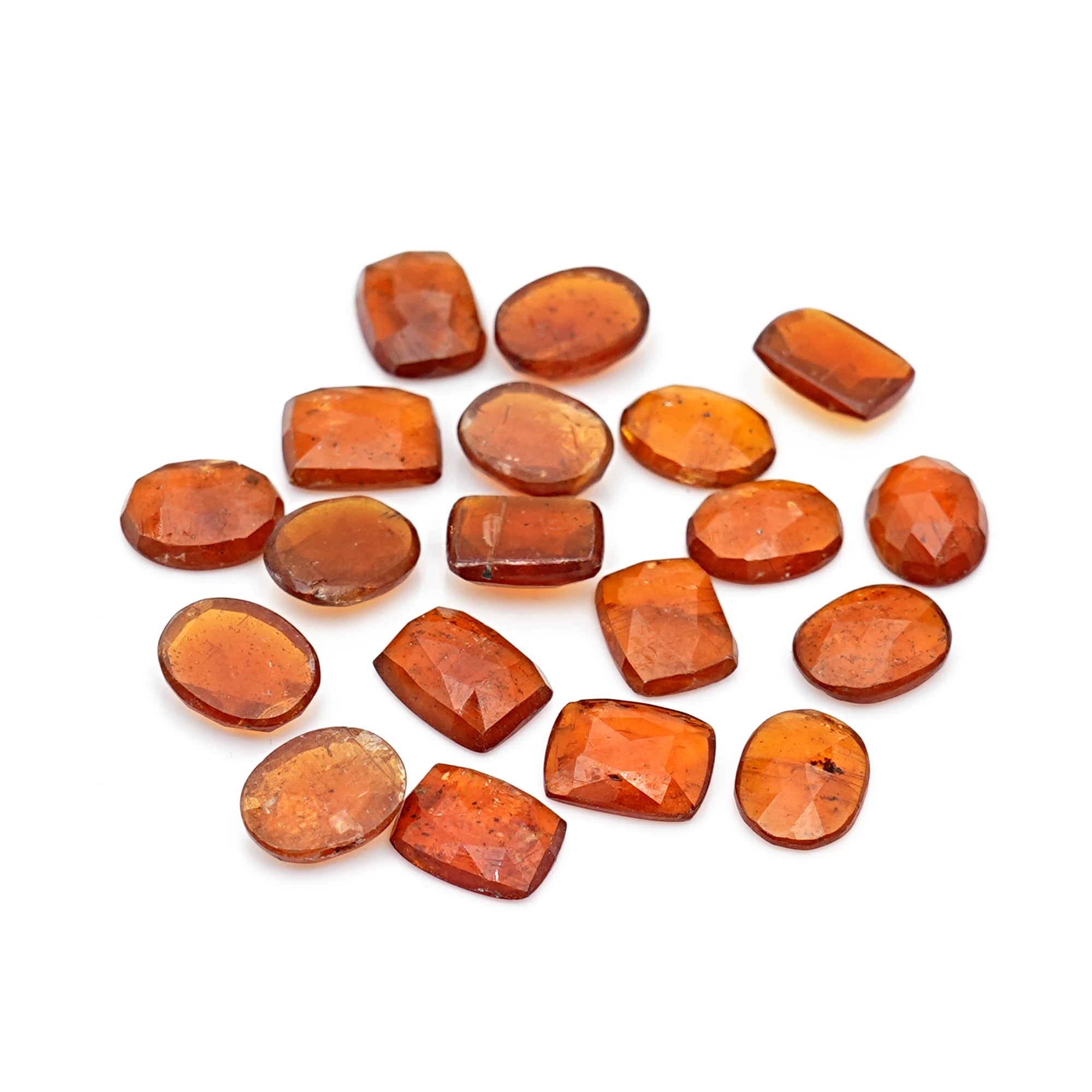 Natural Orange Kyanite Rose Cut Gems | Faceted Freeform Cabochons for Artisan Jewelry - 19 Pieces