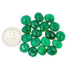 Green Onyx Rose Cut Gemstones | Freefrom Flat Back Cabochons For Jewelry Making - 18 Pieces