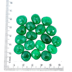 Green Onyx Rose Cut Gemstones | Freefrom Flat Back Cabochons For Jewelry Making - 18 Pieces
