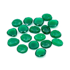 Green Onyx Rose Cut Gemstones | Freefrom Flat Back Cabochons For Jewelry Making - 18 Pieces