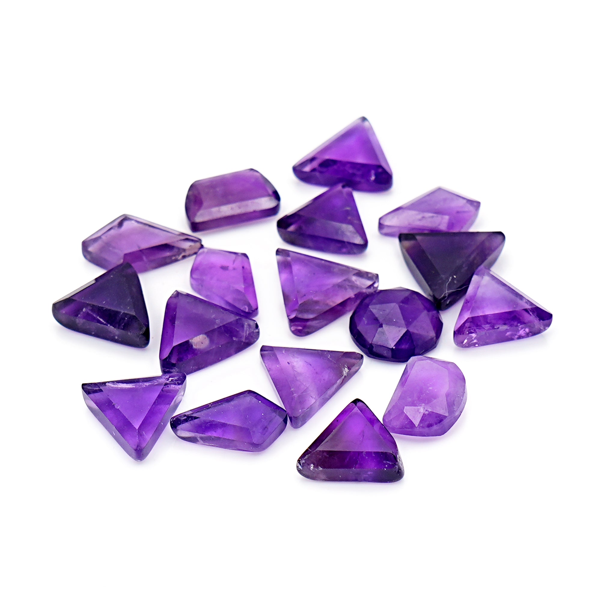 Amethyst Step Cut Cabochons | Geometric shapes Natural Purple Gemstone for Jewelry Making - 17 Pieces