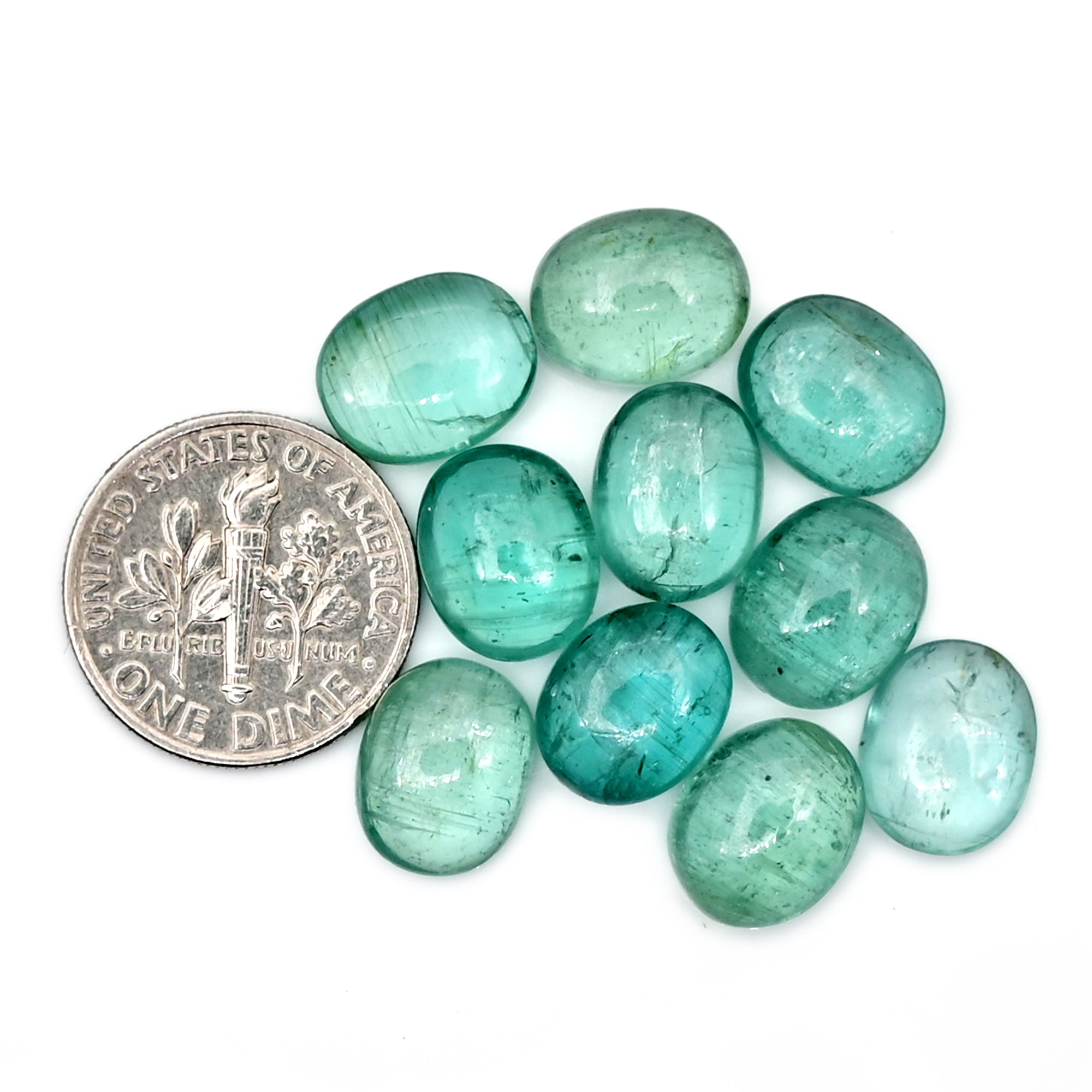 Aqua Green Kyanite Cabochon | Natural Flatback Loose Gemstones for Jewelry Making - 10 pieces