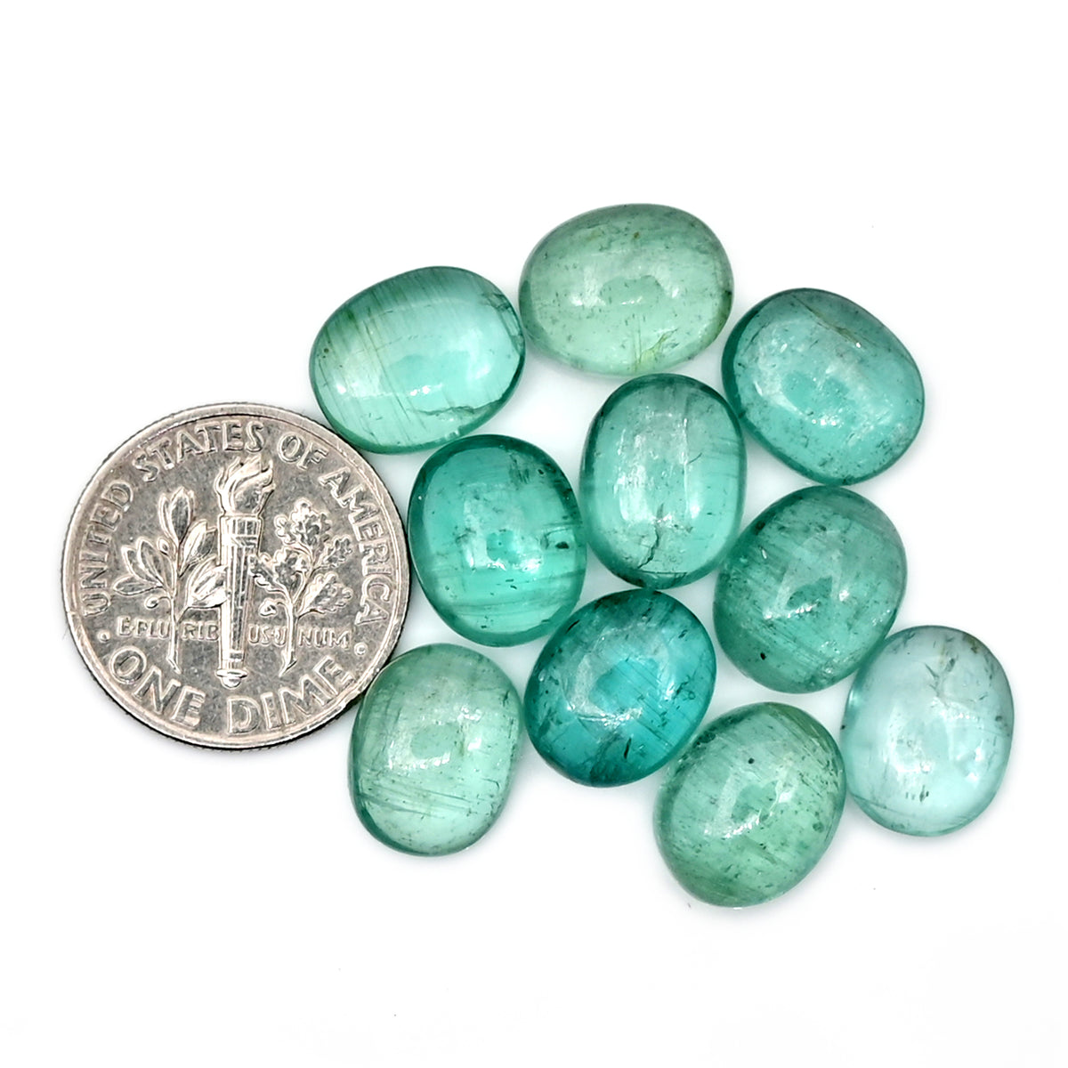 Aqua Green Kyanite Cabochon | Natural Flatback Loose Gemstones for Jewelry Making - 10 pieces