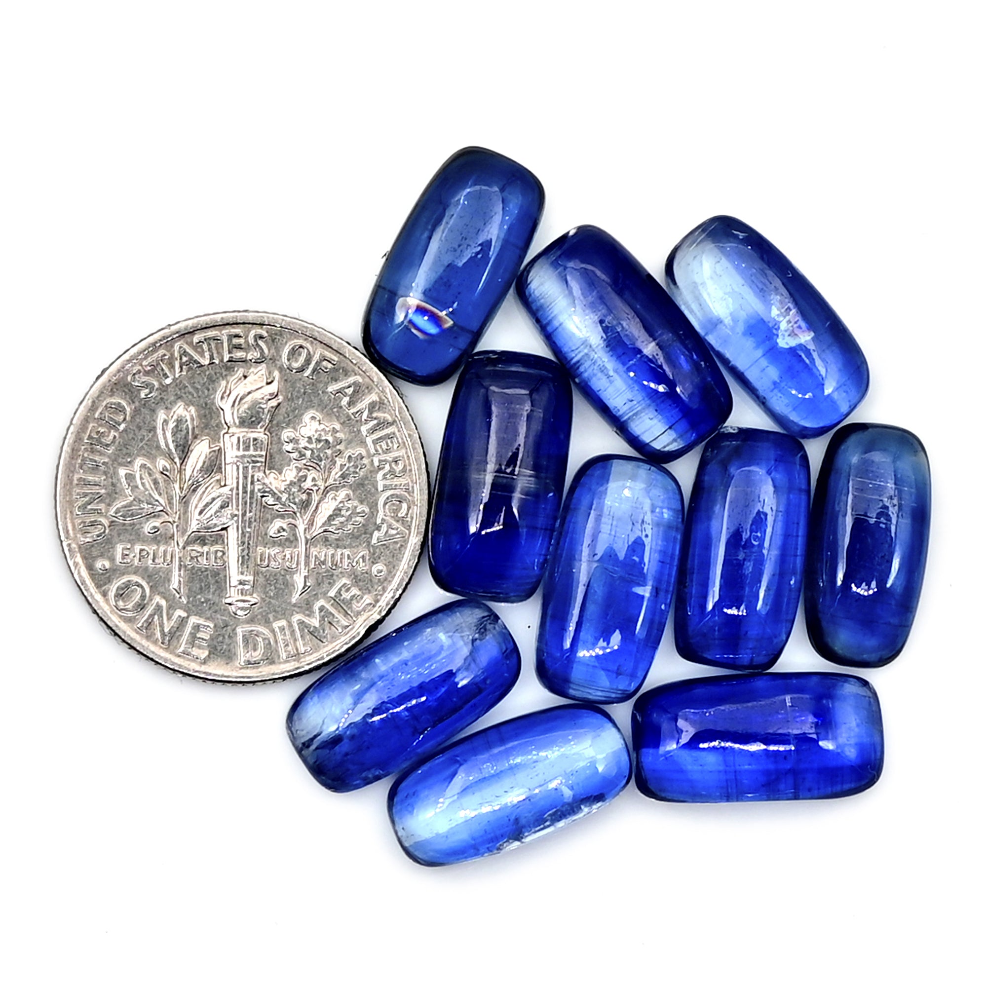 Blue Kyanite Cabochon | Natural Flatback Loose Gemstones for Jewelry Making - 10 Pieces