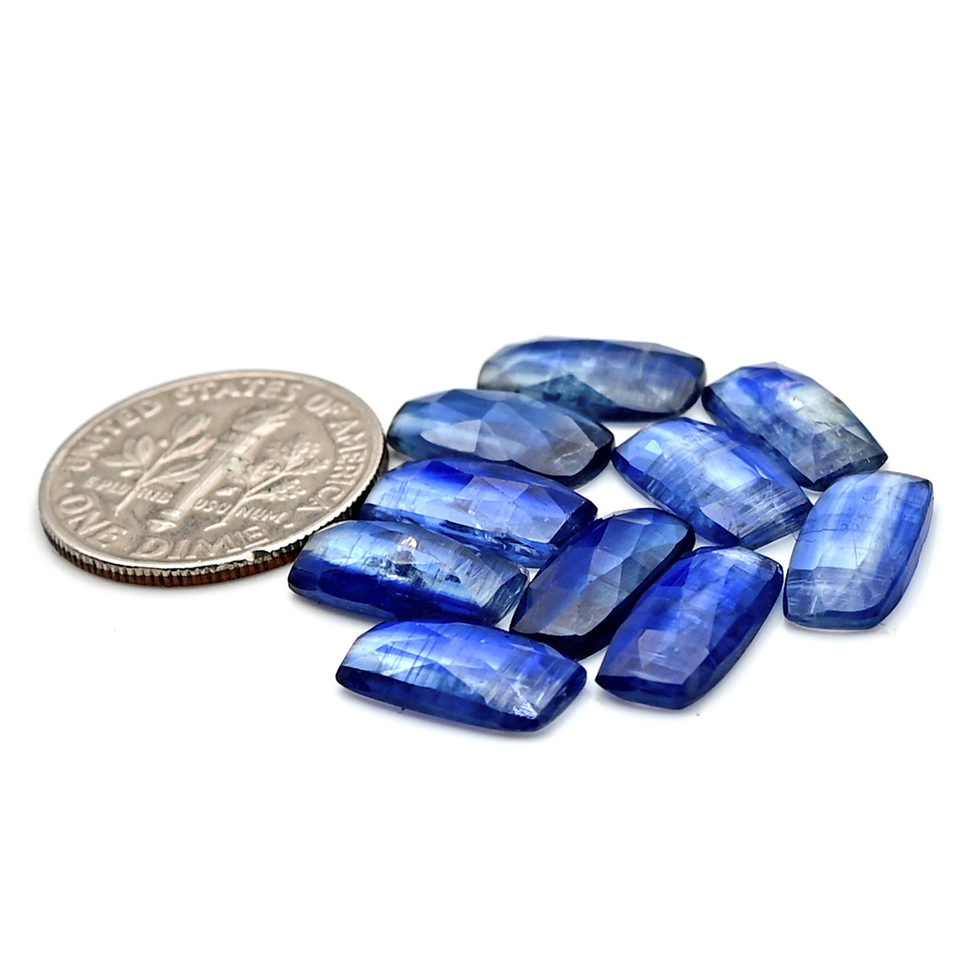 Blue Kyanite Rose Cut Cabochon | Natural Flatback Loose Gemstones for Jewelry Making - 10 pieces