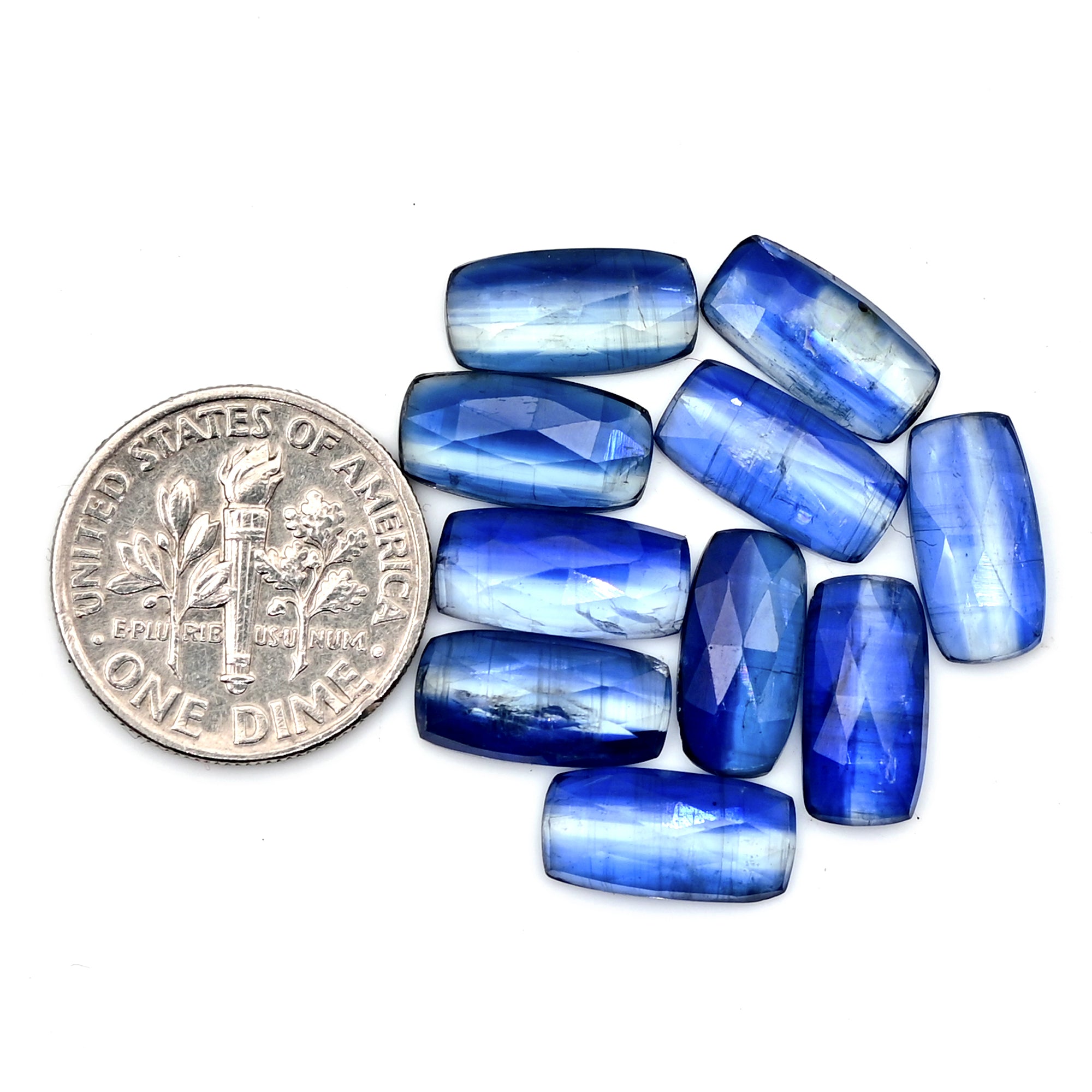 Blue Kyanite Rose Cut Cabochon | Natural Flatback Loose Gemstones for Jewelry Making - 10 pieces