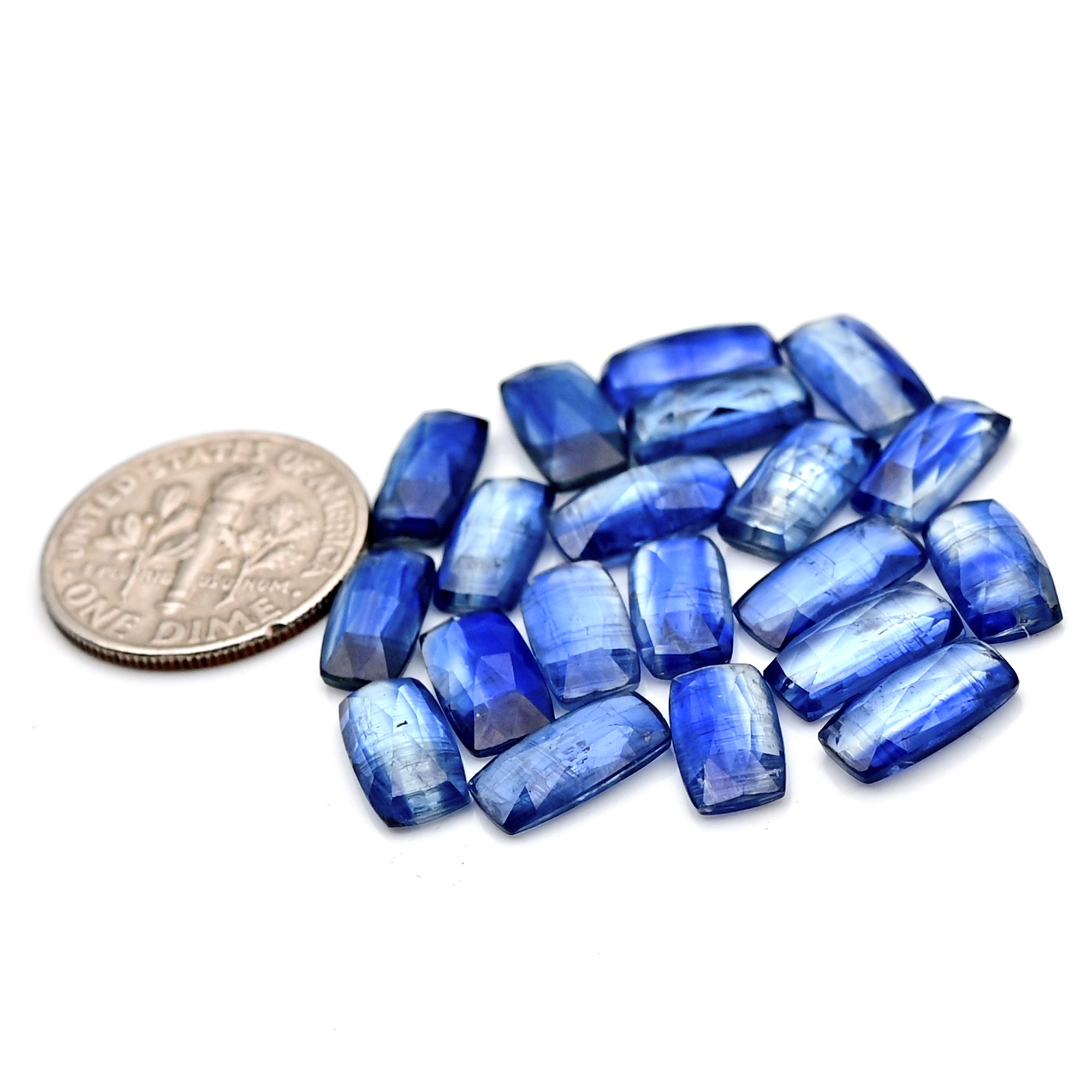 Blue Kyanite Rose Cut Cabochon | Natural Flatback Loose Gemstones for Jewelry Making - 20 pieces