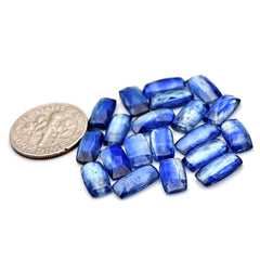 Blue Kyanite Rose Cut Cabochon | Natural Flatback Loose Gemstones for Jewelry Making - 20 pieces