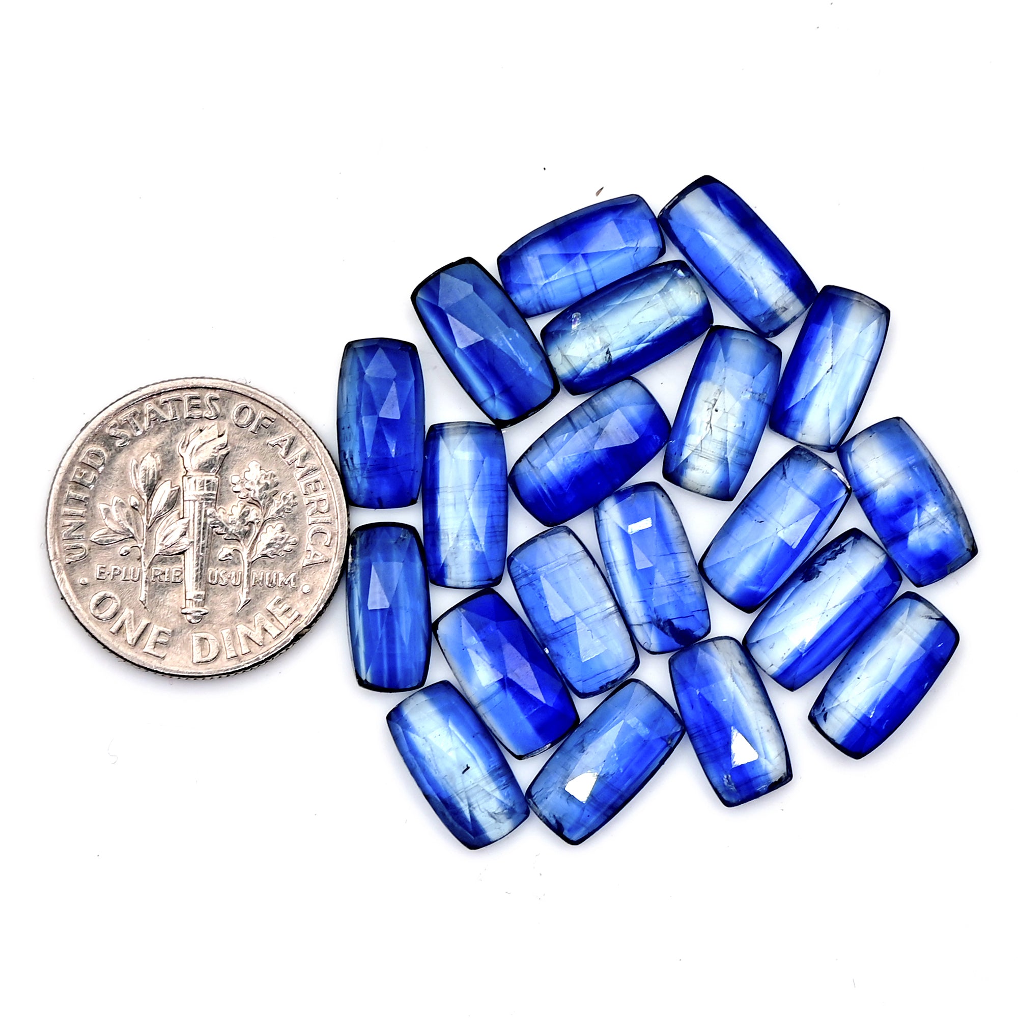 Blue Kyanite Rose Cut Cabochon | Natural Flatback Loose Gemstones for Jewelry Making - 20 pieces