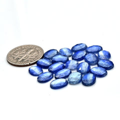Blue Kyanite Rose Cut Cabochon | Natural Flatback Loose Gemstones for Jewelry Making - 20 pieces
