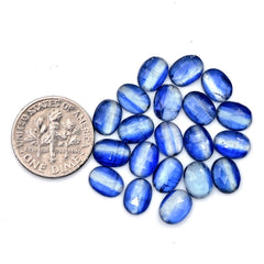 Blue Kyanite Rose Cut Cabochon | Natural Flatback Loose Gemstones for Jewelry Making - 20 pieces