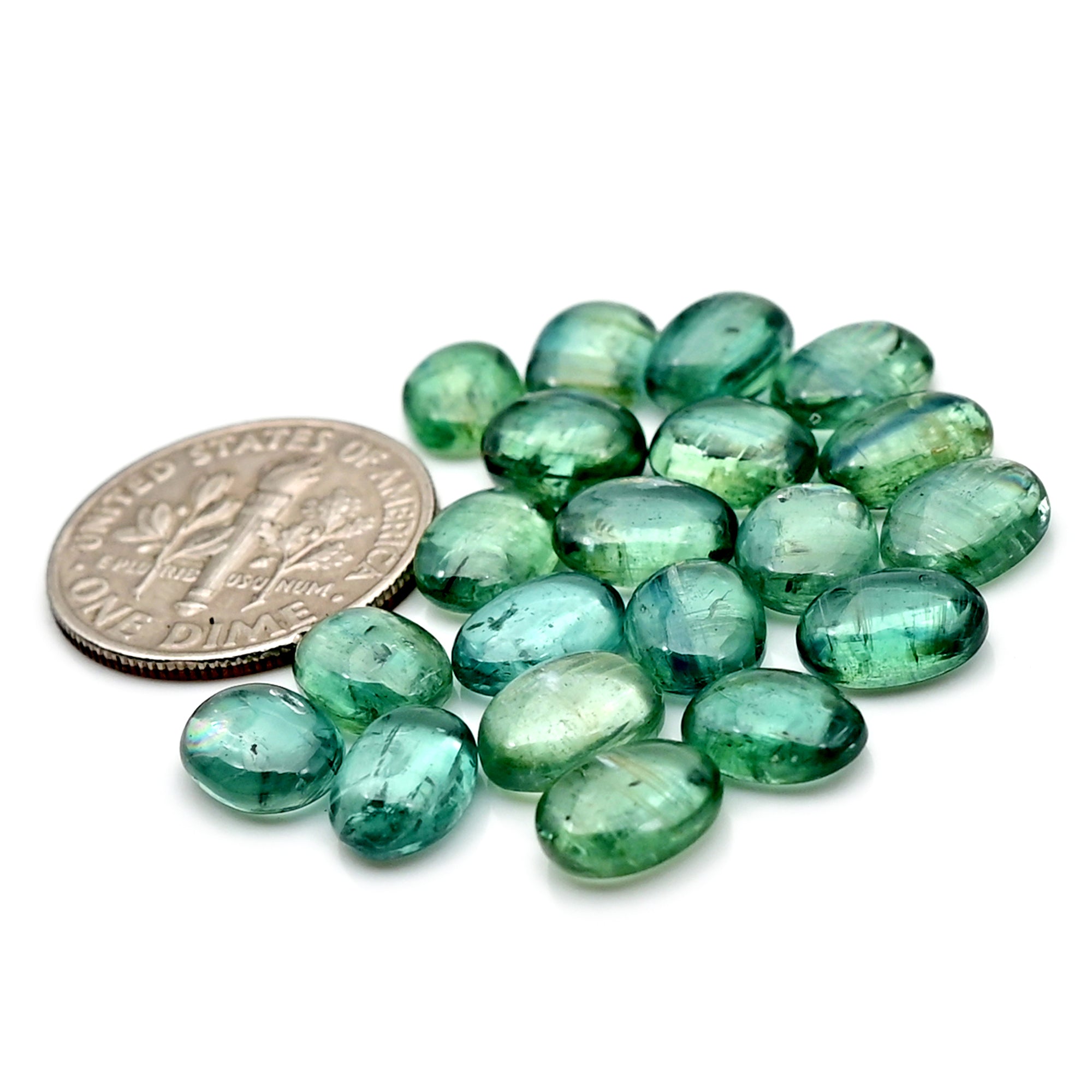 Aqua Green Kyanite Cabochon | Natural Flatback Loose Gemstones for Jewelry Making - 20 pieces