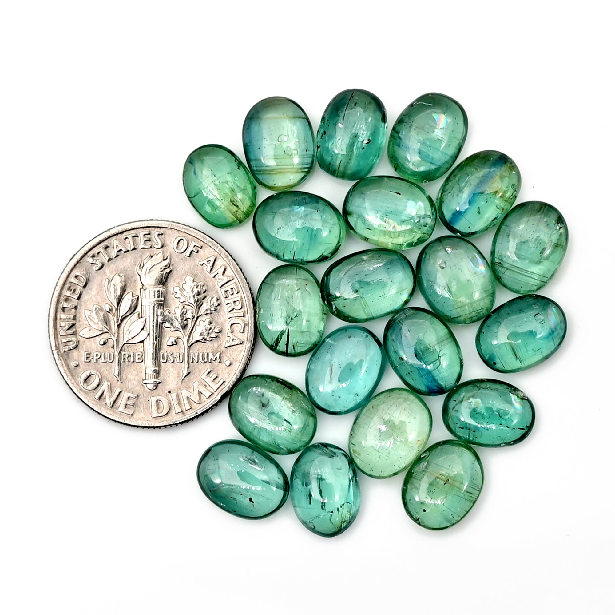 Aqua Green Kyanite Cabochon | Natural Flatback Loose Gemstones for Jewelry Making - 20 pieces
