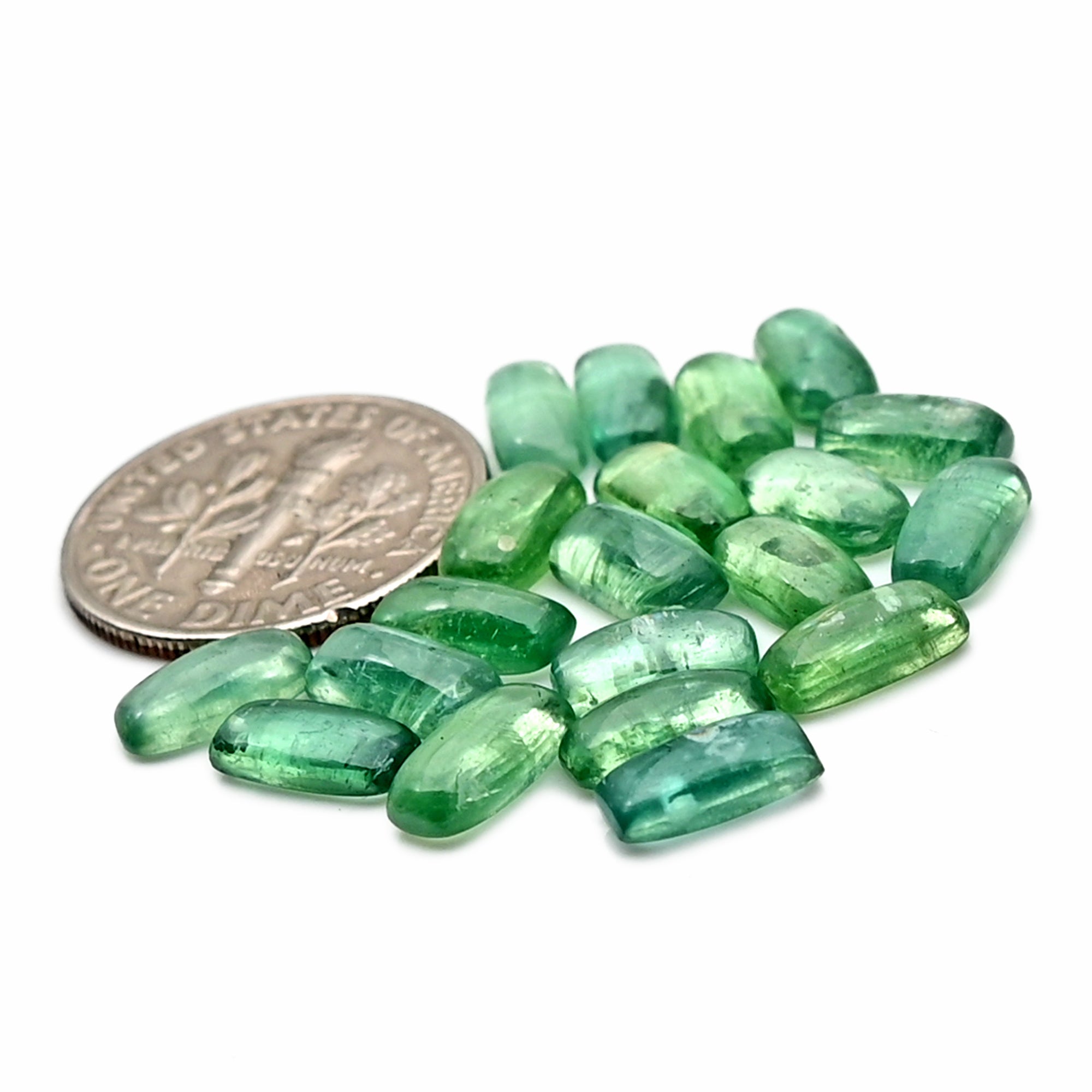Green Kyanite Smooth Cabochon | Natural Flatback Loose Gemstones for Jewelry Making - 20 Pieces